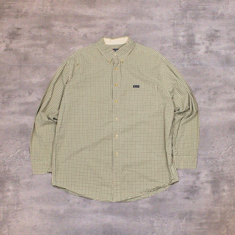 Y2K 2000's Chap's Green Plaid Oversize Baggy Button Up Flannel Shirt